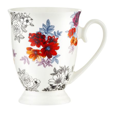 Cana 300ml flori rosi new bone china 63463