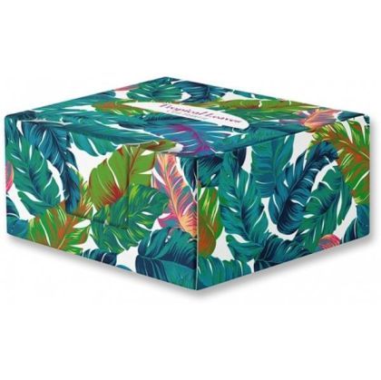 Cub hartie alb cu suport carton tropical leaves