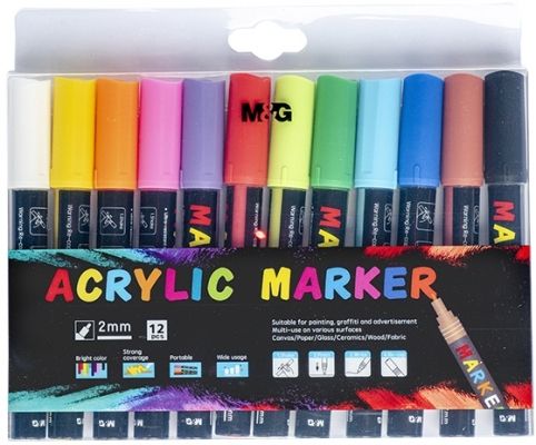 Marker vopsea acril vf rotund 2mm 12cul/set apl976e1