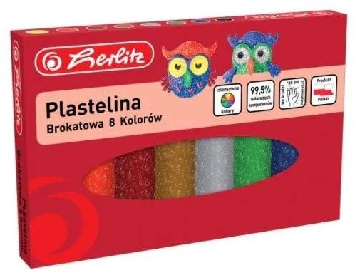 Plastilina herlitz set 8 culori glitter 9589003