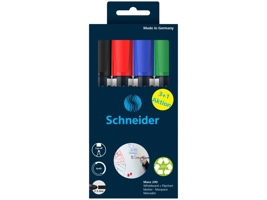 Marker whiteboard+flipchart 290 4/set schneider 2932