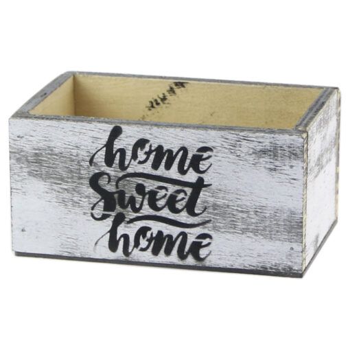 Cutie lemn home sweet home/home 18x11x9 cm alb antichizat