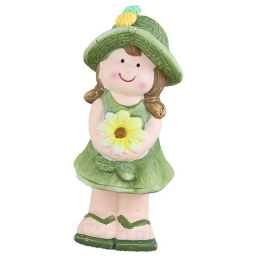 Figurina fata din ceramica cu floare 15 cm verde at240995