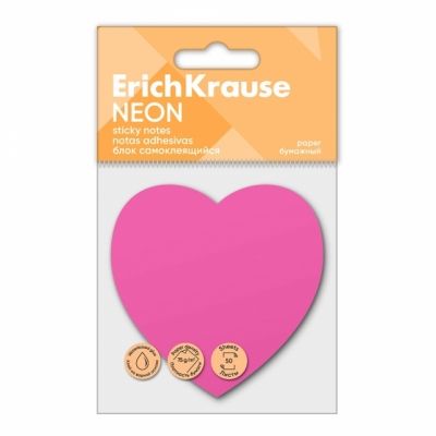 Stick notes hartie inima neon 50 coli pink erich 61725