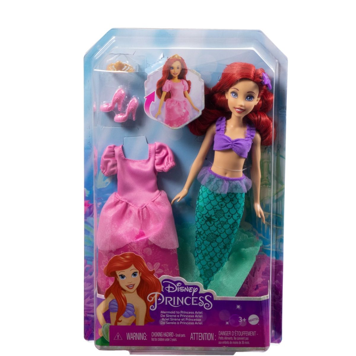 Disney princess papusa Ariel 2in1 mthmg49