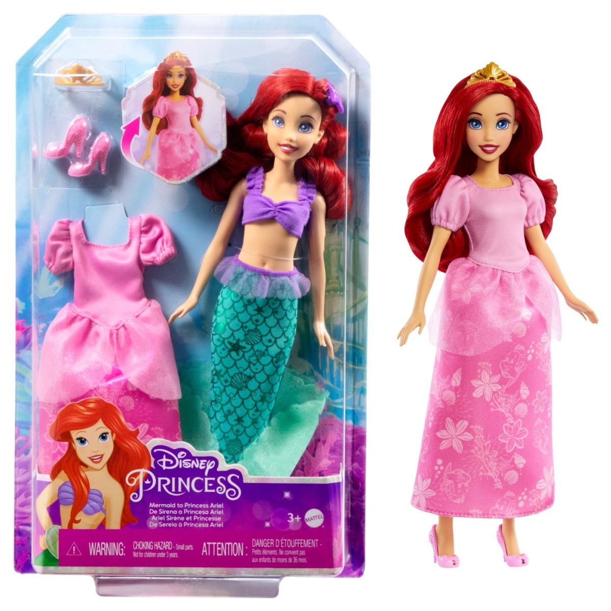 Disney princess papusa Ariel 2in1 mthmg49