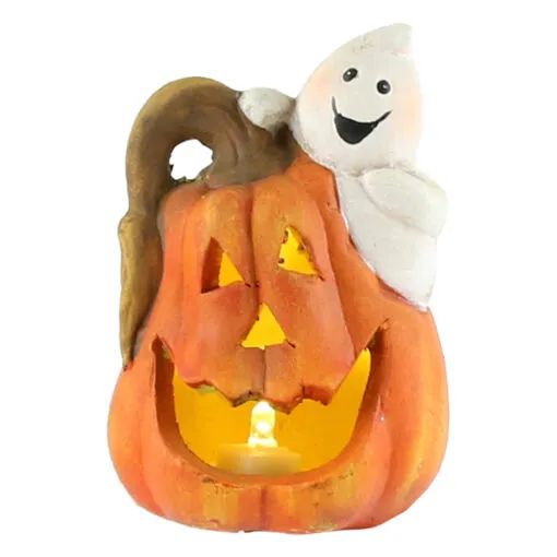 Dovleac halloween din ceramica cu figurina si led at237310