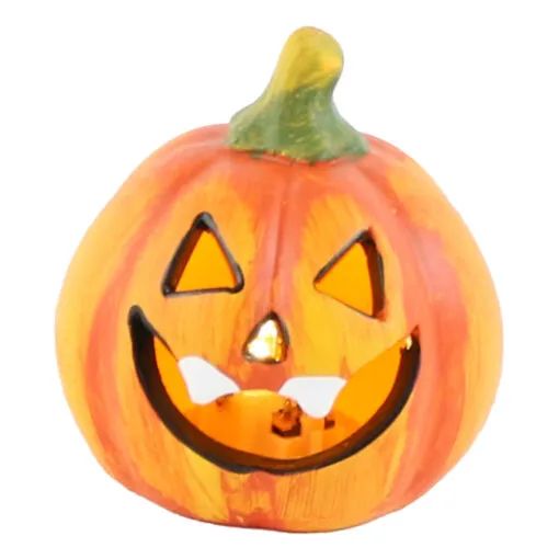 Dovleac halloween din ceramica cu led 7 cm at237798