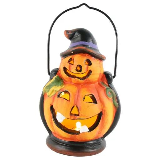 Felinar dovleac halloween din ceramica cu led at237799