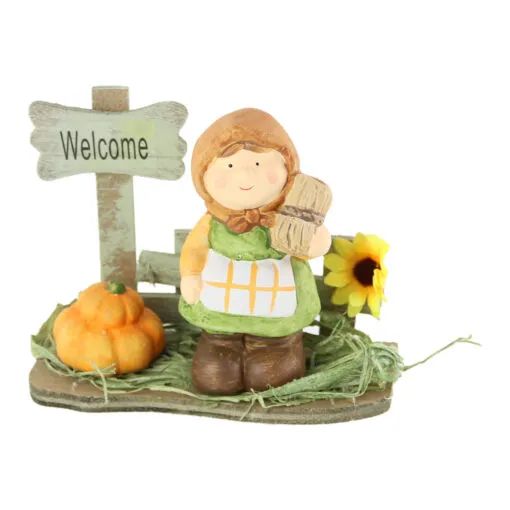 Decor welcome cu figurina si dovlecei 14cm b73503