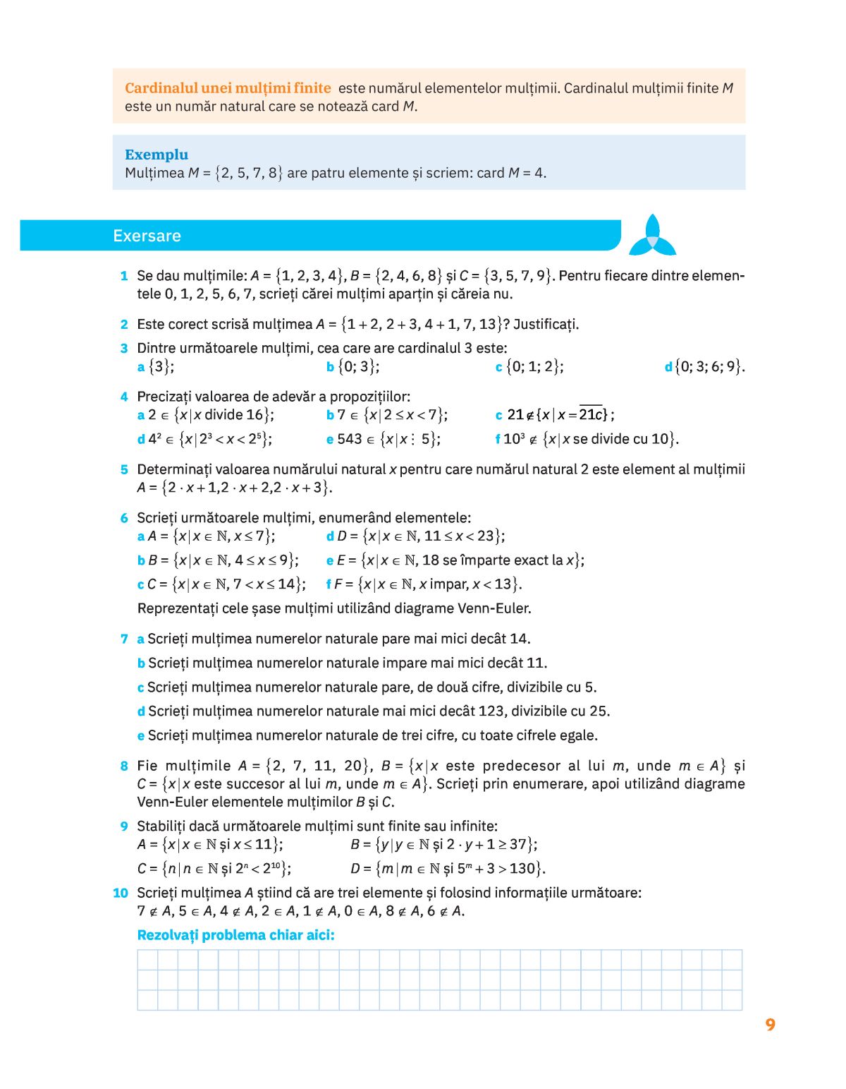 Matematica cls a 6 a partea I.Traseul albastru