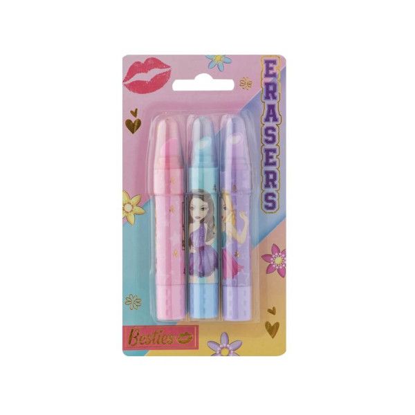 Set de 3 radiere tip ruj besties