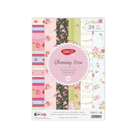 Hartie decorativa a4 24 coli blooming rose daco hr931