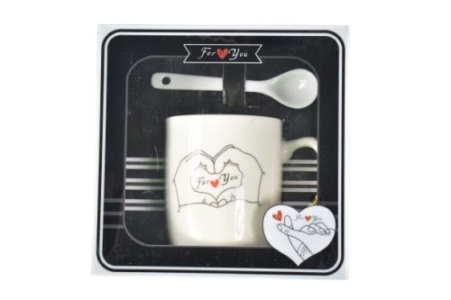 Cana cu lingurita din ceramica love for you 7 cm 23160