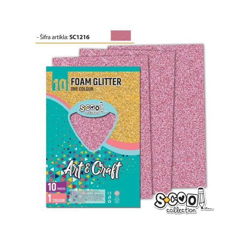 Hartie buretata glitter roz 20x30cm sc1216 / coala