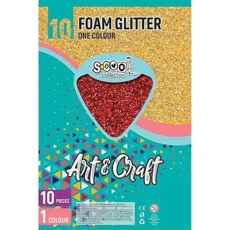 Hartie buretata adeziva glitter rosie sc1232 / coala