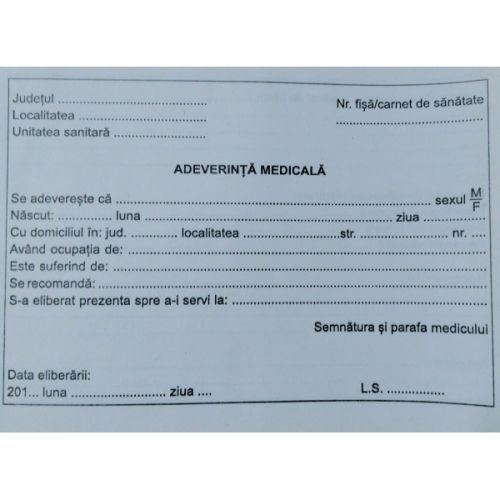 Adeverinta medicala color                                   