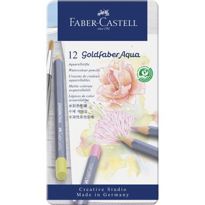 Creioane Colorate Aquarelle, 12 Culori, Pastel Goldfaber, FC114622