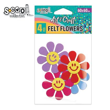 Accesorii craft-floricele fetru 60x60mm 4buc/set sc1978