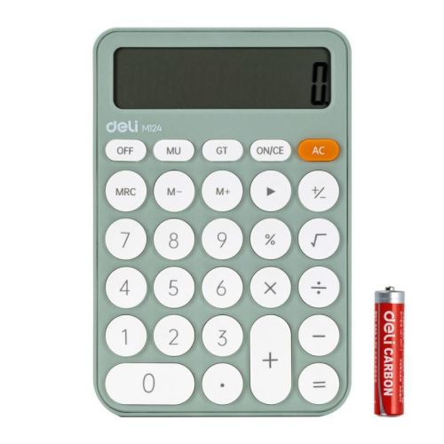 Calculator birou 12dig pls fash em124vernil deli dlem124g+++