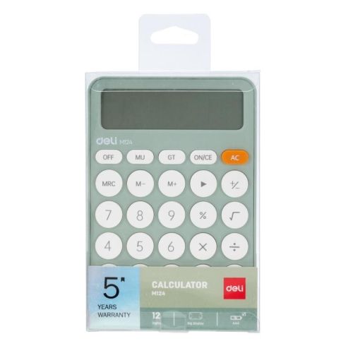 Calculator birou 12dig pls fash em124vernil deli dlem124g+++