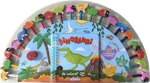  Dinozauri de colorat + 20 creioane