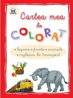 Cartea mea de colorat legume, fructe, animale, mijloace de transport