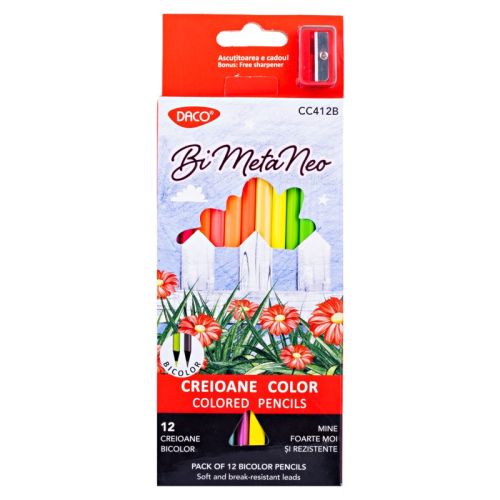 Creion color 12 bicolor bi menta neo daco cc412b