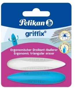 Radiera griffix culori alb/albastru set 2 blister 605311