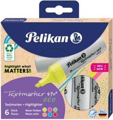 Textmarker 490 eco set 6 culori neon in cut de carton 823333