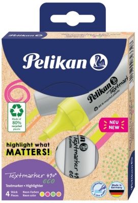 Textmarker 490 eco set 4 culori neon in cut de carton 823326