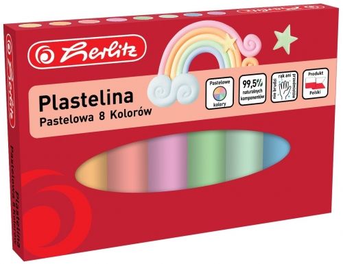 Plastilina herlitz set 8 culori pastel 9588880