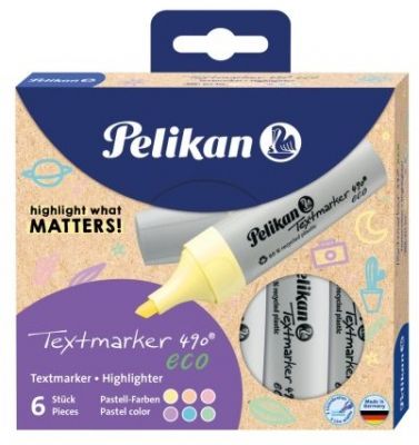 Textmarker 490 eco set 6 culori pastel 823432