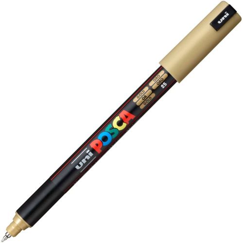 Marker uni pc-1mr posca 0.7mm varf fin metalic auriu