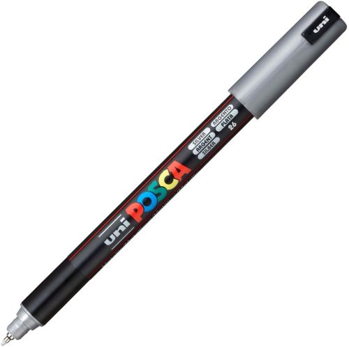 Marker uni pc-1mr posca 0.7mm varf fin metalic argintiu