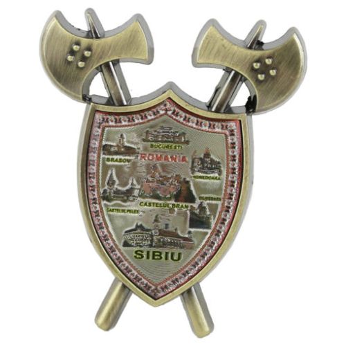 Magnet de frigider scut romania 5.5x7cm din metal 1006h