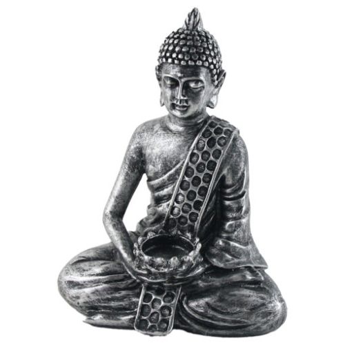 Statueta buddha 22cm din rasina argintiu 38336