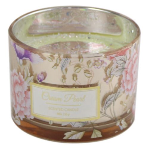 Lumanare parf  pahar sticla floral 230gr cream pearl / lilac