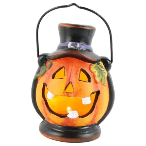 Felinar dovleac halloween din ceramica cu led at237799