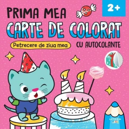 Petrecere de ziua mea. Prima mea carte de colorat cu autocolante