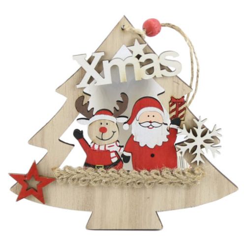 Decor pentru usa din lemn xmas, mos cu ren 15x26 cm 059841