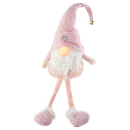 Figurina spiridus din textil cu led 81cm roz at220676