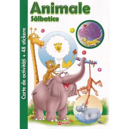 Carte de activitati cu 48 stickere: Animale salbatice