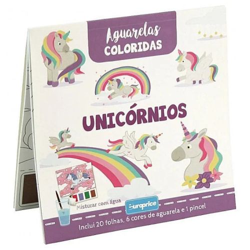 Carte de colorat cu acuarele Unicorni