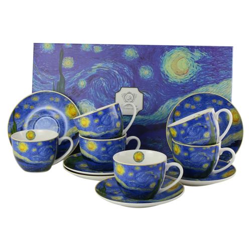 Set 6 cesti cu farfurii din portelan 280 ml starry night