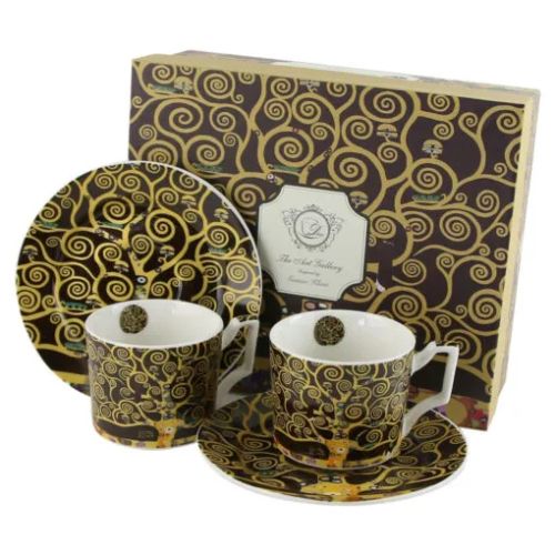 Set 2 cesti espresso farfurii portelan 110 ml tree of life