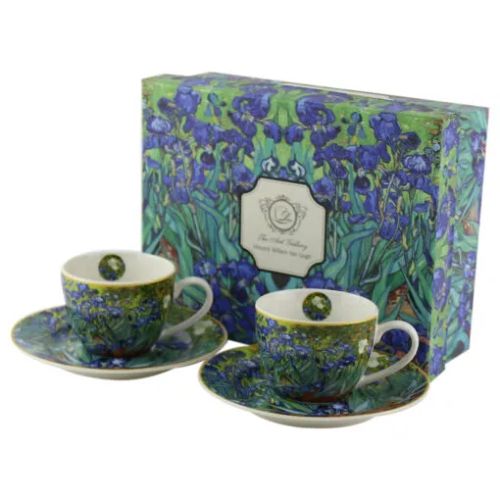 Set 2 cesti espresso cu farfurii 110 ml irises de van gogh