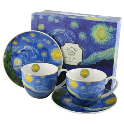 Set 2 cesti cu farfurii din portelan 250ml starry night