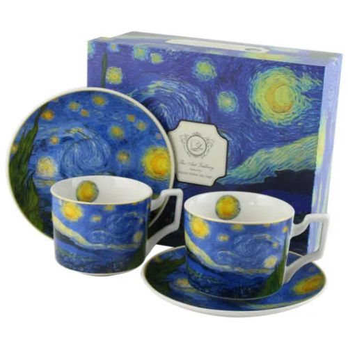 Set 2 cesti cu farfurii din portelan 270ml starry night