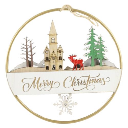 Decor pentru usa din lemn merry christmas ren 15cm at235235